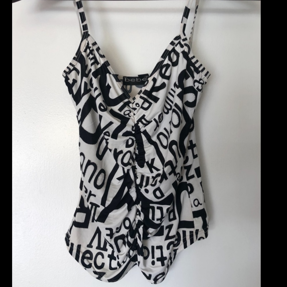 Bebe Black & White Graphic Print Top